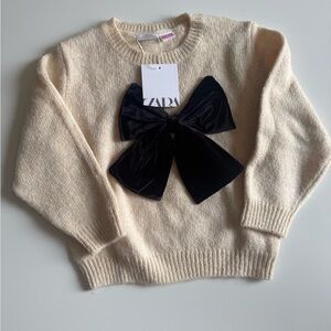 Zara Cream Sweater with Black Bow